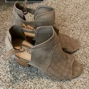 Just fab Tan block open toe shoes